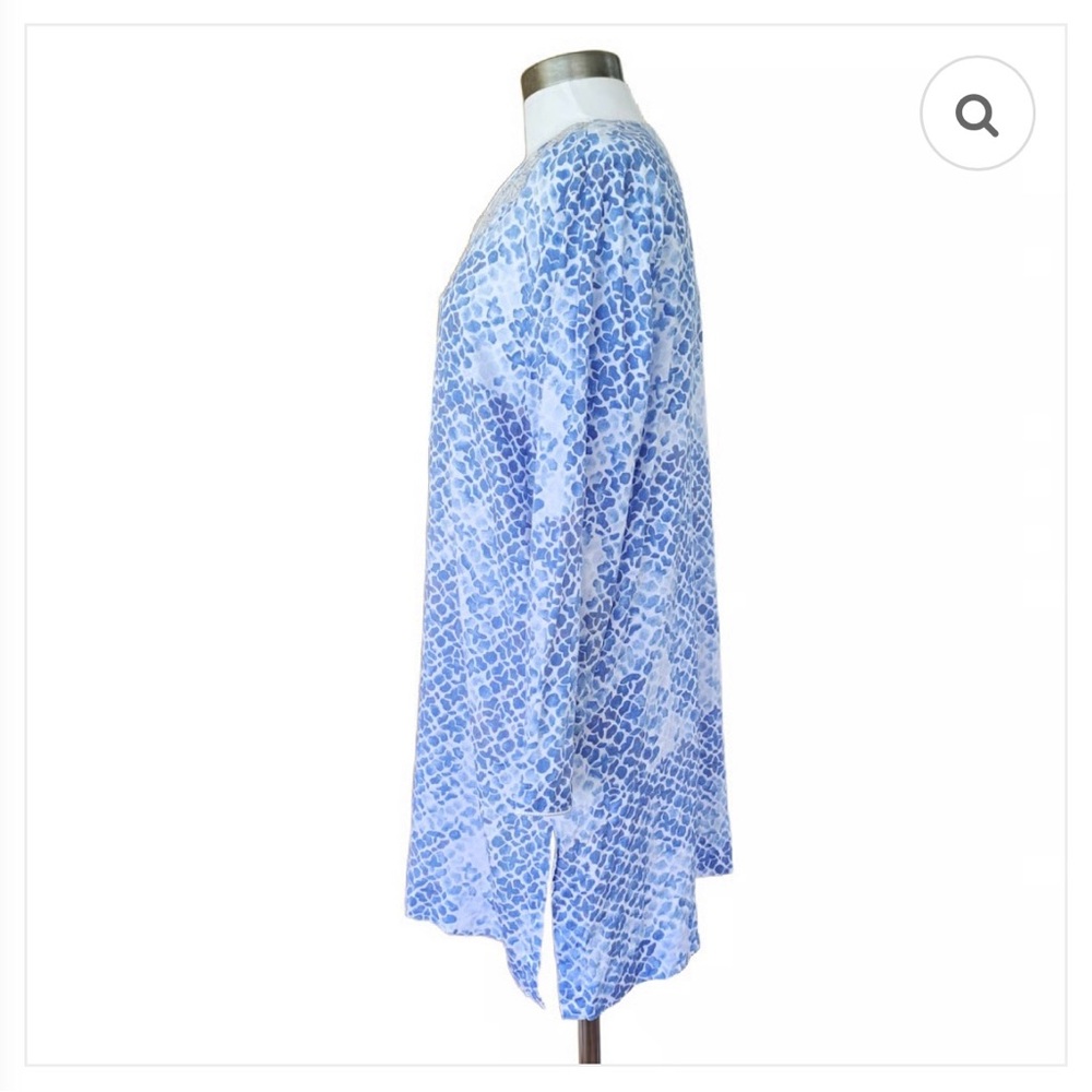 Oscar de la Renta Embroidered Caftan Tunic Dress Coverup Resort Blue Sleep Small - Picture 3 of 10